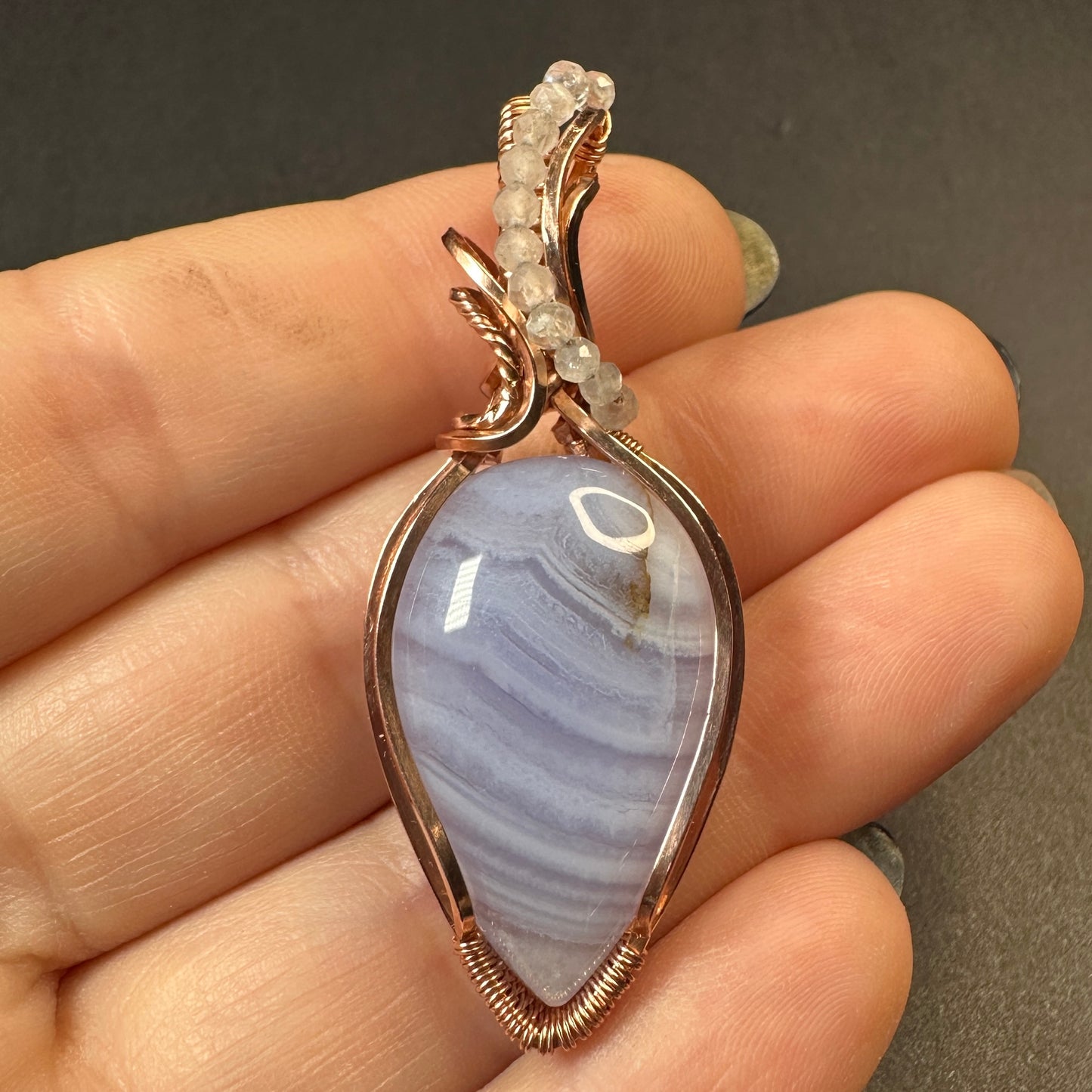 Blue Lace Agate & Moonstone Pendant