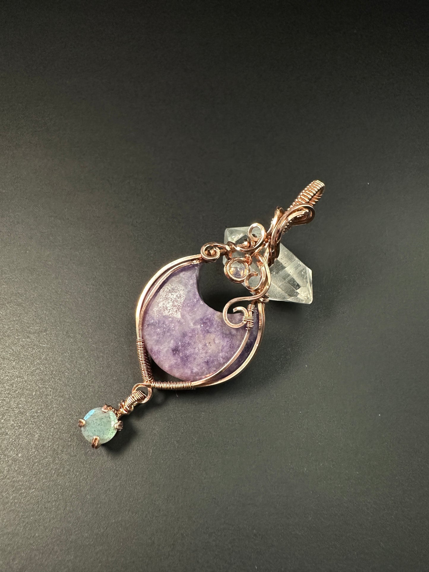 Lepidolite, Labradorite & Moonstone Pendant