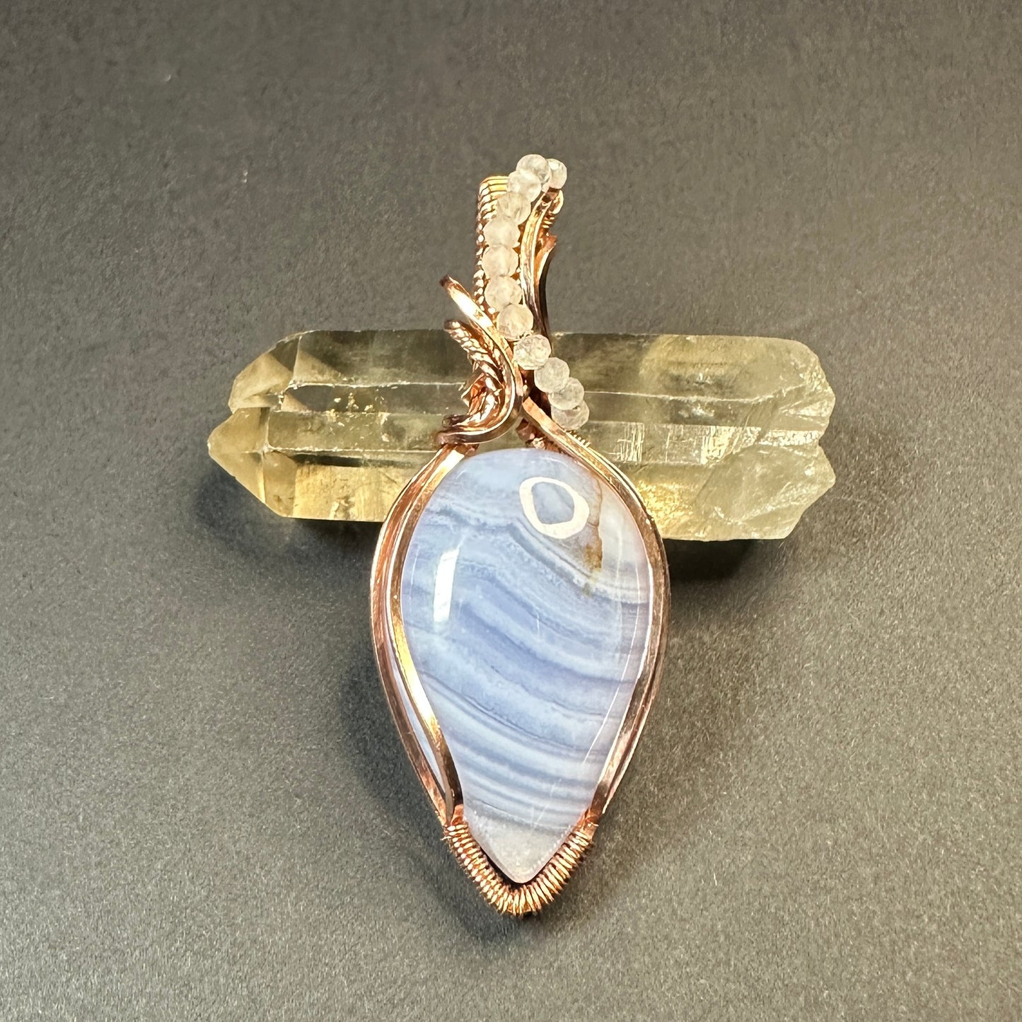 Blue Lace Agate & Moonstone Pendant