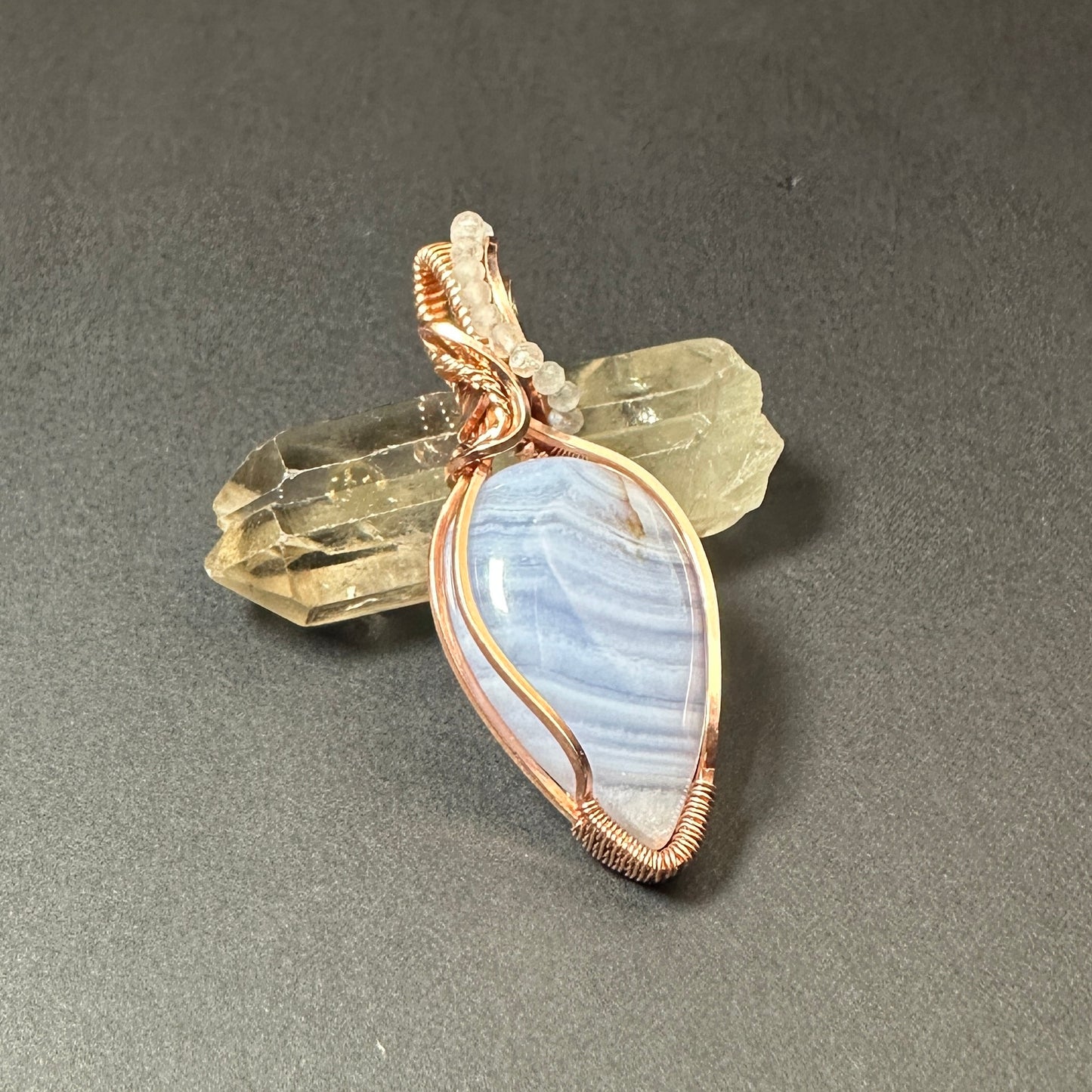 Blue Lace Agate & Moonstone Pendant