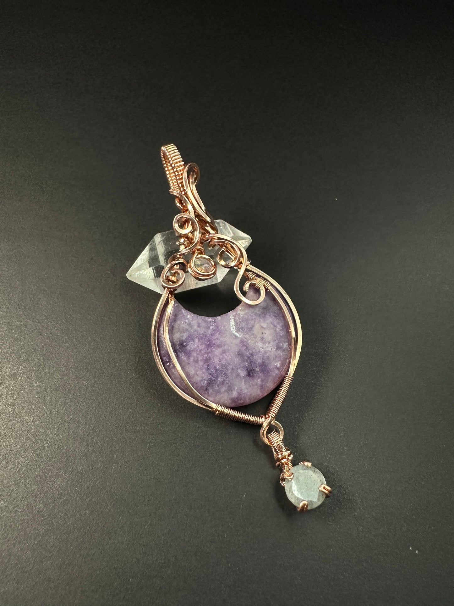 Lepidolite, Labradorite & Moonstone Pendant