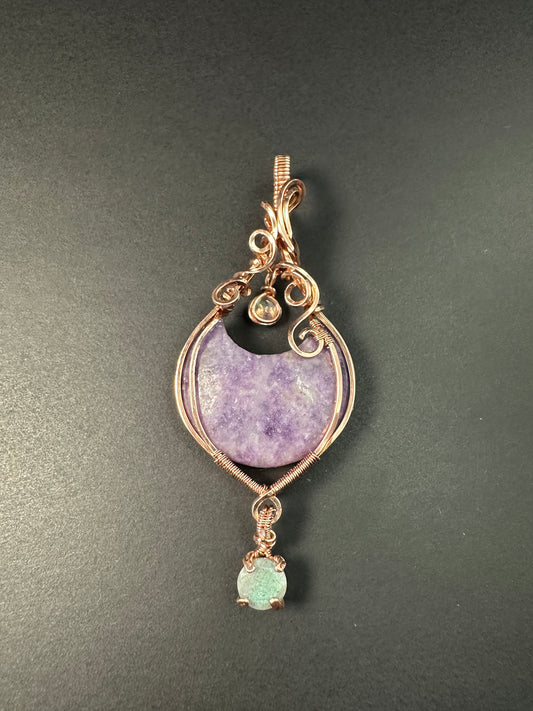 Lepidolite, Labradorite & Moonstone Pendant