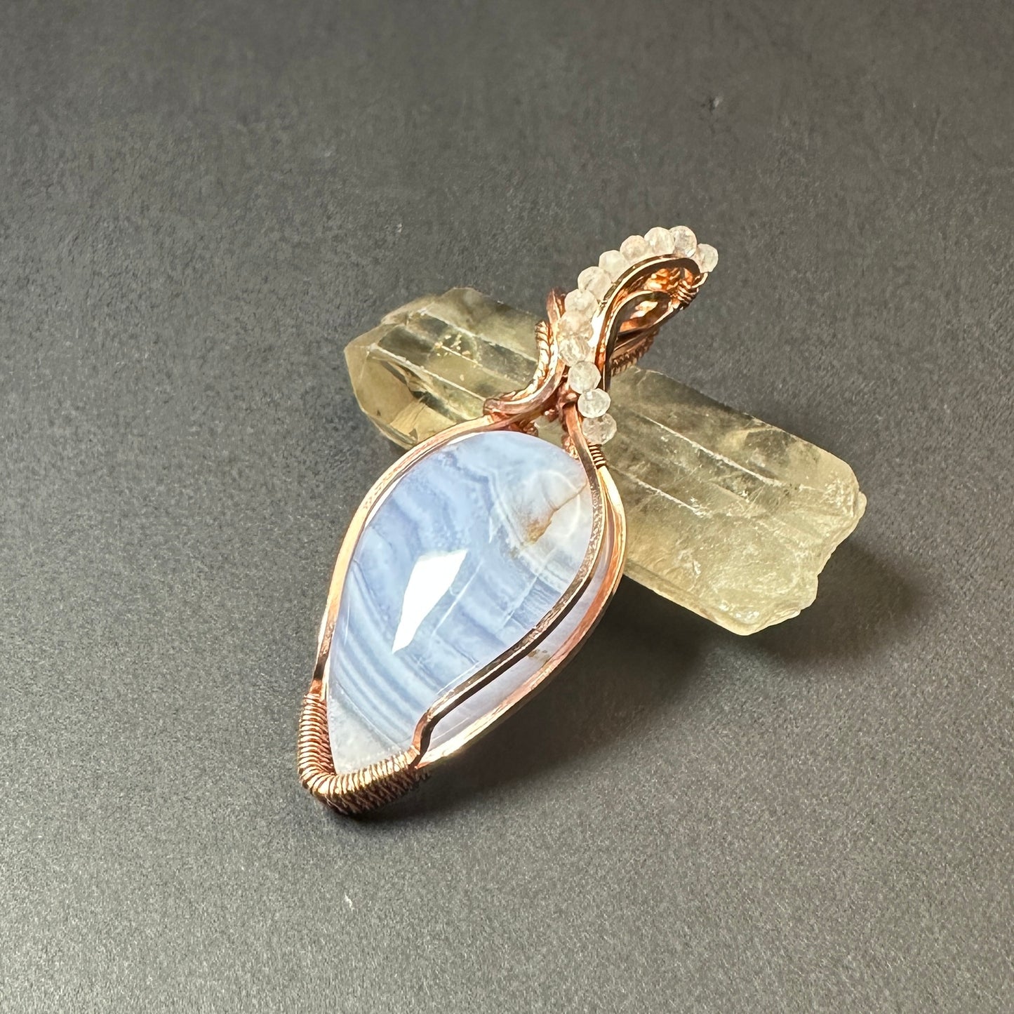 Blue Lace Agate & Moonstone Pendant